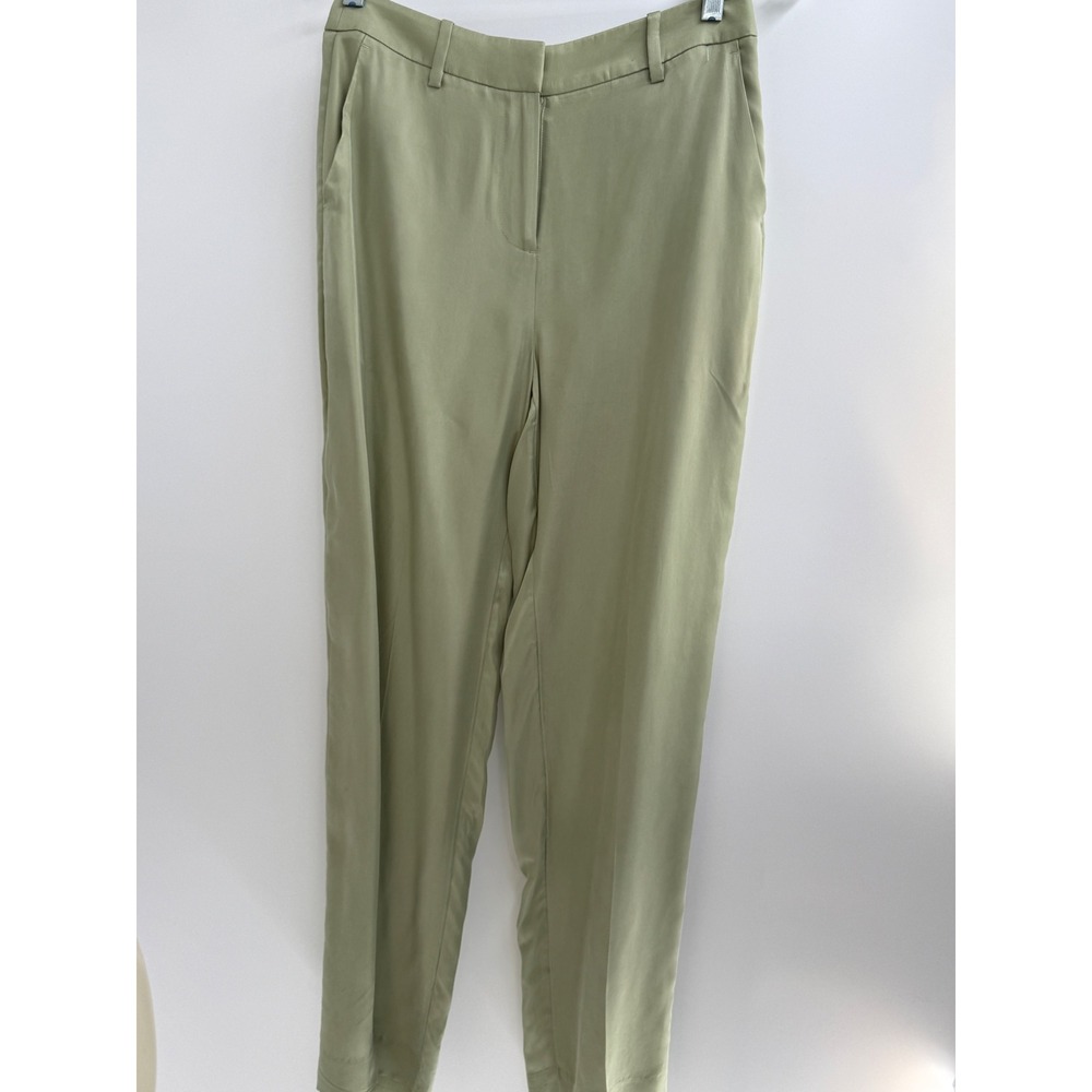 J.Crew Sage Green Silk Blend Straight Leg Trousers Style BI237 Womens Size 2